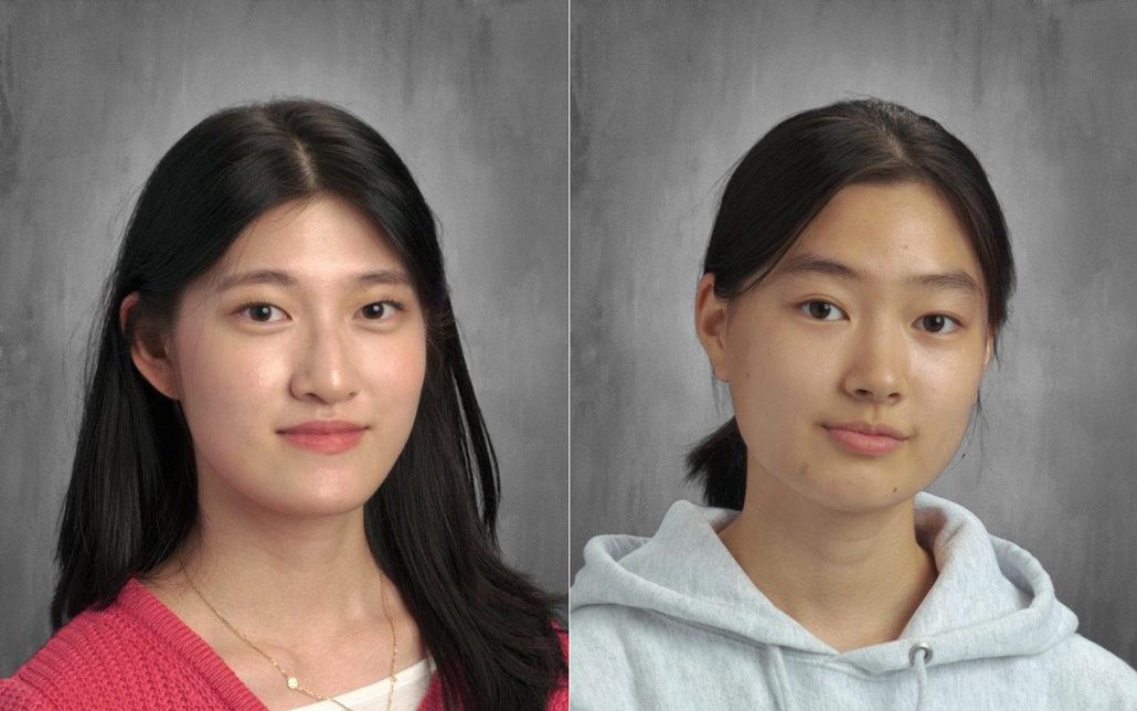 a composite photo, a headshot of May Shin and Jiwon Choi, both young Asian American women researchers